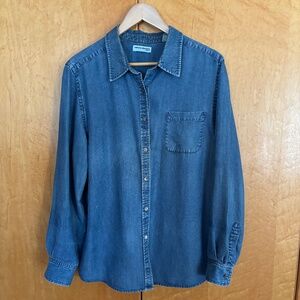 Women's Valerie Stevens Denim Tercel Button Down Shirt Size XL